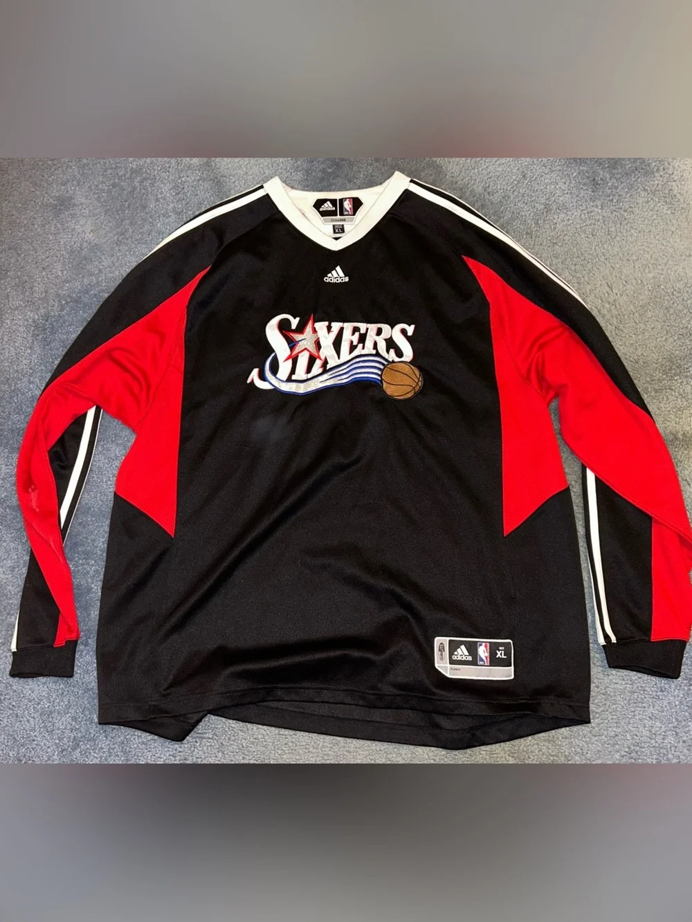 Adidas Men’s Black and Red Philadelphia 76ers Basketball Jersey